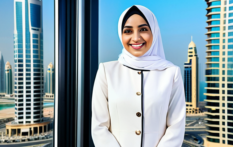 **

"A professional Arab businesswoman in a modern, modest hijab and business suit, smiling confidently in a bright, contemporary office in Dubai, United Arab Emirates. Skyscrapers visible through the window. Appropriate attire, safe for work, family-friendly, perfect anatomy, natural proportions, professional photography, high quality."

**
