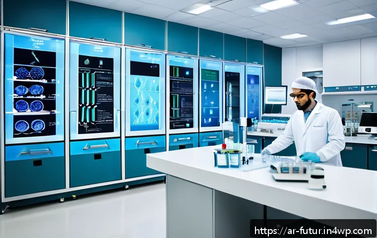 바이오테크와 지속 가능한 헬스케어 모델 - A modern Middle Eastern hospital laboratory scene showcasing advanced molecular diagnostic tools ana...