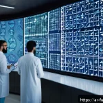 Home 21 바이오테크 기술이 건강 관리에 미치는 영향 - A detailed laboratory scene in a modern Middle Eastern medical research center, showing a diverse te...