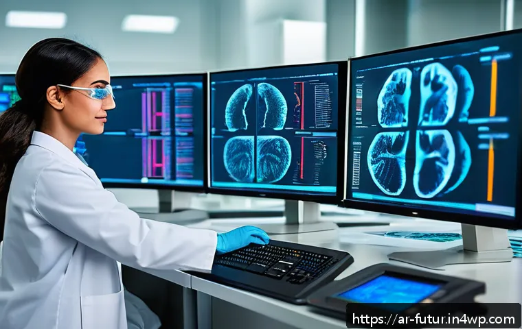 바이오테크와 의료 품질 개선 방안 - A modern biotechnology laboratory setting in a Middle Eastern hospital, featuring a diverse Arab mal...