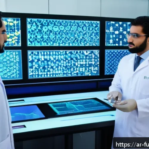 Home 31 바이오테크의 최신 연구 결과와 의의 - A detailed, vibrant scene depicting a Middle Eastern biotechnology laboratory focused on gene editin...